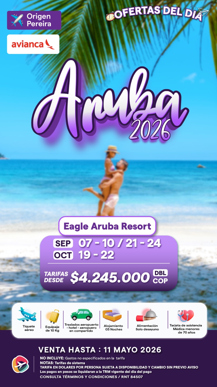 Aruba 2026 Eagle Aruba Resort desde 4.245.000 COP Avianca desde Pereira