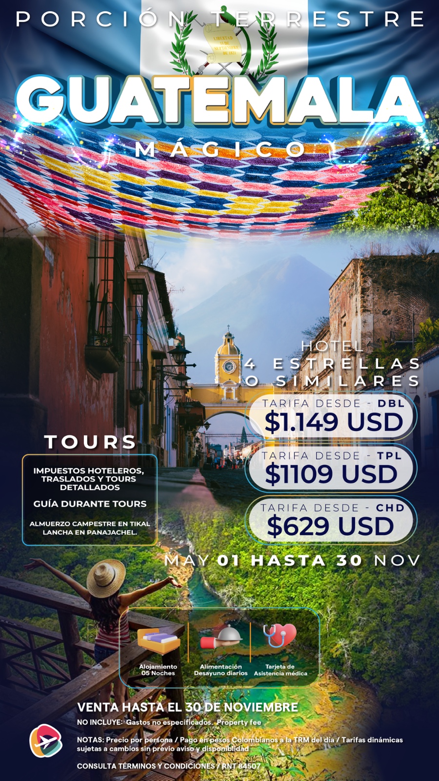 Guatemala Magico porcion terrestre hotel 4 estrellas desde 1149 USD con Tikal y Machu Picchu
