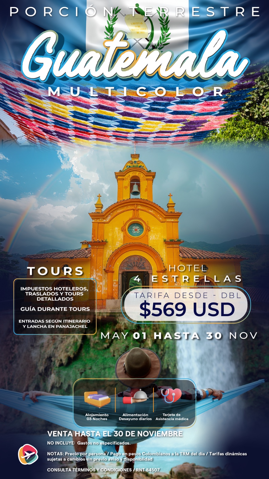 Guatemala Multicolor porcion terrestre hotel 4 estrellas desde 569 USD