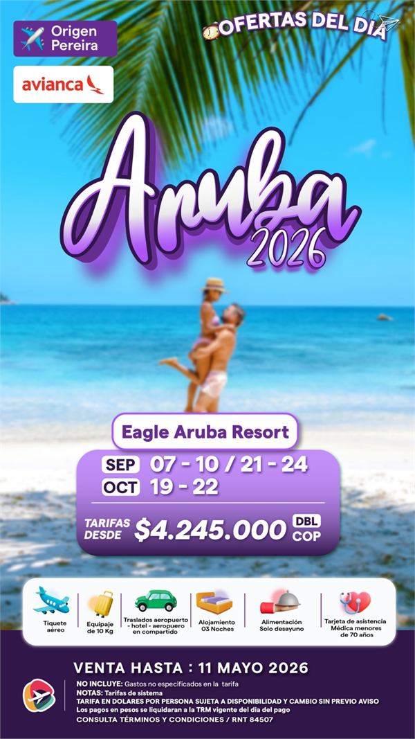 Aruba 2026 Eagle Aruba Resort desde 4.245.000 COP Avianca desde Pereira